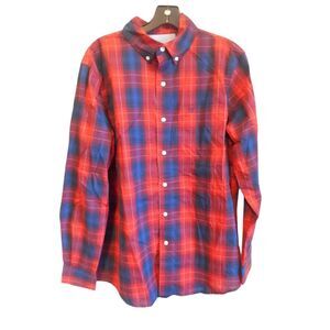 Chaps Red and blue plaid button down long sleeve